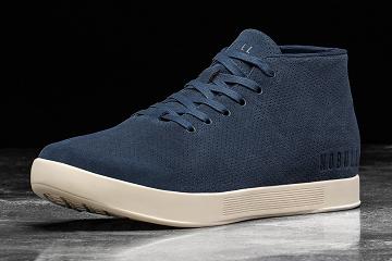 Men's Nobull Ivory Suede Mid Trainers Navy | SG F2365D